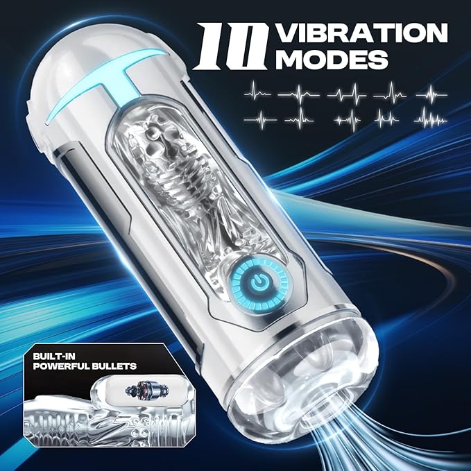 Male Masterburbatar Hands Free with 10 Vibration Sucking Massagers Modes Automatic Male Mastusbafor Tight Sleeve Hoodies Pussy Pocket Silicone Electric Massager Machine PW101446 (Grey)