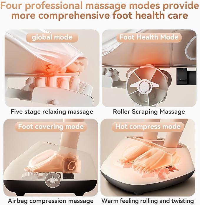 Shiatsu Foot Massager with Heat and Vibration Deep Kneading Compression for Plantar Fasciitis and Neuropathy Relief Fits Men Size 13 Foot Massage Machine Christmas Gift for Women and Men