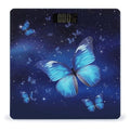 Blue Starry Butterfly Scale for Body Weight Safe Rounded Corners Tempered Glass Digital Bathroom Scale LED Display 400lb Capacity Weight Scales with High Precision Sensors