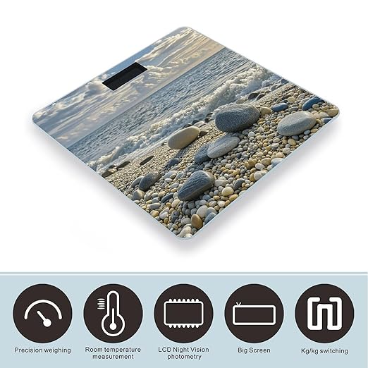 Stones on Beach Scale for Body Weight Digital Bathroom Scale Accurate Smart Weight Scales with Large Display Weighing Machine High Precision Scales