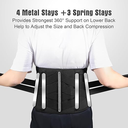Heated Back Brace with Massage Rechargeable Heating Pad for Back Pain Relief Adjustable Back Support Belt with Heat Therapy and Vibration Massager for Men and Women L