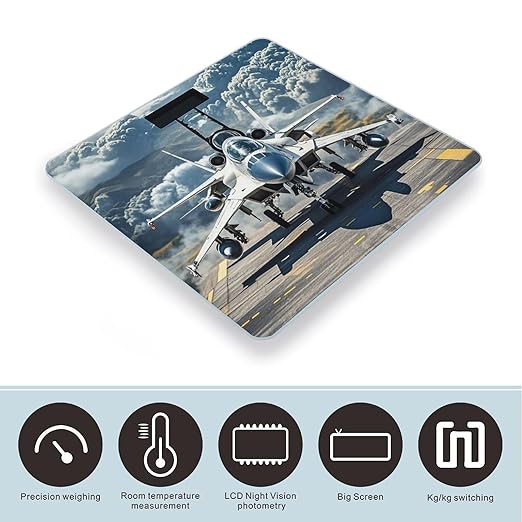 Aircraft Fighter Jets Scale for Body Weight Highly Accurate Digital Bathroom Body Scale Digital Bathroom Scales for People Anti-Slip Large LCD Display Smart Scales