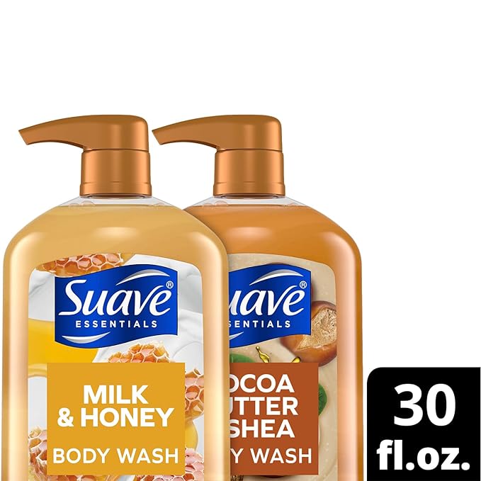 Suave Body Wash Variety Bundle – Milk &amp Honey 2-Pack &amp Cocoa Butter Shea Gentle &amp Moisturizing Body Washes with Vitamin E 30 Oz Ea (3 Piece Set)