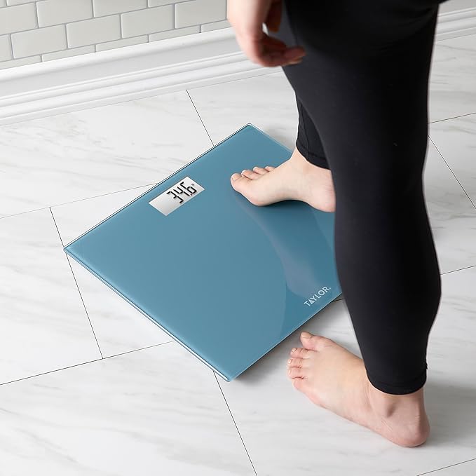 Taylor Digital Extra-Wide Extra High 500lb Capacity Bathroom Scale for Body Weight Ultra Wide Platform Digital Weighing Machine for People Easy-to-Read Slate Blue