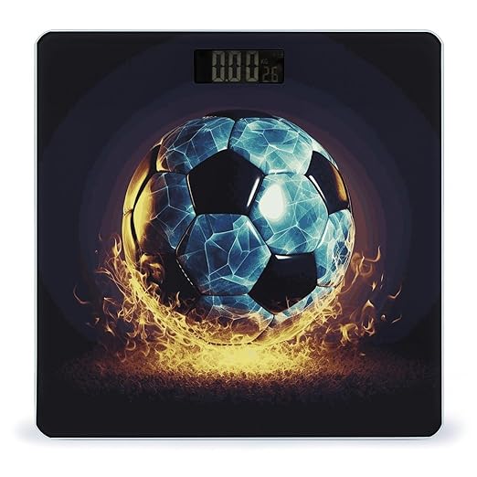 Digital Bathroom Scale for Body Weight Scale with Bright LCD Display High Accuracy Step-On Technology Auto On/Off Cool Soccer Ball Digital Scales 400 Lbs /180kg