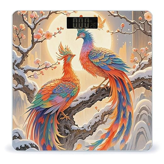 Two Phoenixes in Winter Scale for Body Weight Sturdy Tempered Glass Weighing Scales with LCD Display Accurate Digital Bathroom Scale Convenient Body Fat Smart Scales Easy Read