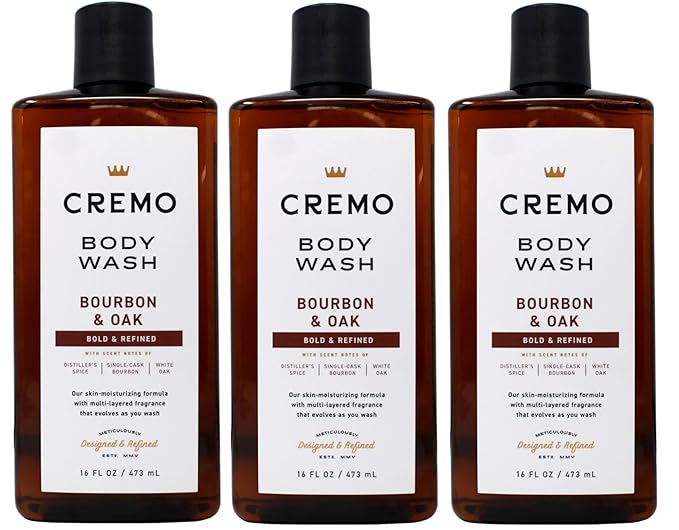 Cremo Body Wash Bourbon &amp Oak 16 Ounce (Pack of 3)