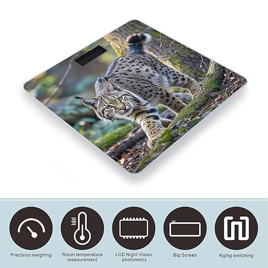 Wild Bobcat Bathroom Scale for Body Weight with High Precision Large LCD Backlight Display Digital Weighing Scale with BMI Capacity Up to 180kg