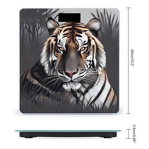 Tiger at Rest Scale with LCD Precision Weighing Scales Sturdy Tempered Glass Weight Scales Easy-to-Read Anti-Slip Weight Digital Bathroom Scale for Daily