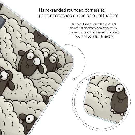 Digital Bathroom Scale for Body Weight Scale with Bright LCD Display High Accuracy Step-On Technology Auto On/Off Cartoon Black White Sheep Digital Scales 400 Lbs /180kg