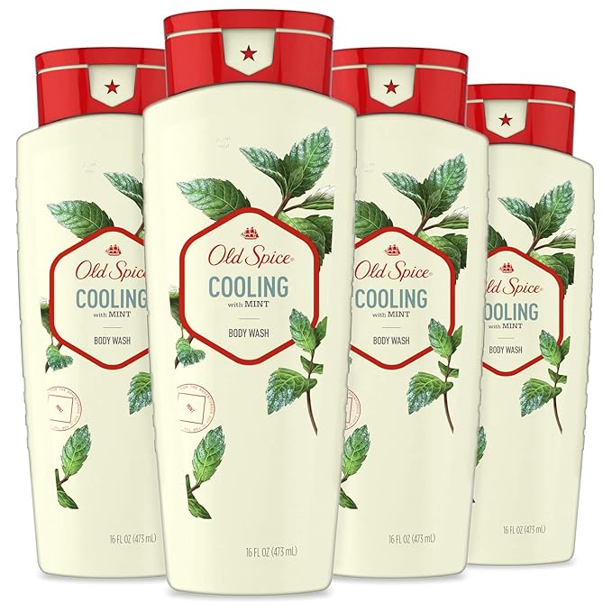 Old Spice Body Wash for Men Invigorate with Cooling Mint 16 Fl Oz (Pack of 4)