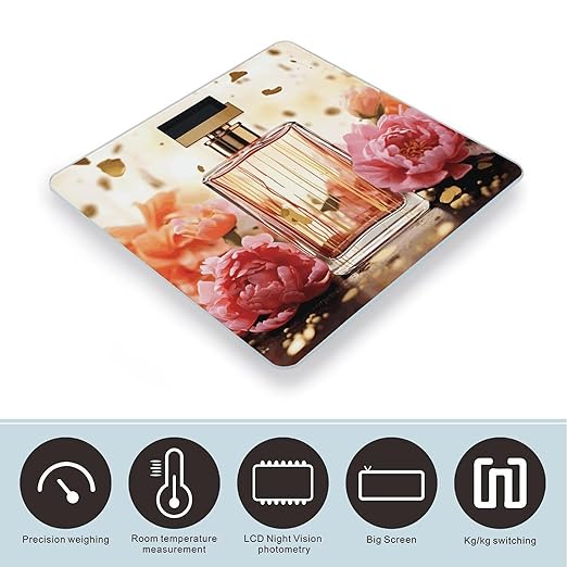 Fashion Perfume Bathroom Scale Large LCD Backlight Display Digital Scale Rounded Corners Body Scales Automatic Power On/Off Bathroom Scales for Home Bedrooms