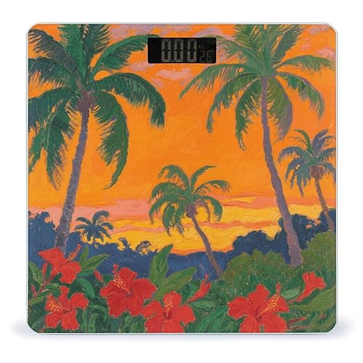 Gauguin Tropical Sunset Scale for Body Weight Sturdy Tempered Glass Weighing Scales with LCD Display Accurate Digital Bathroom Scale Convenient Body Fat Smart Scales Easy Read
