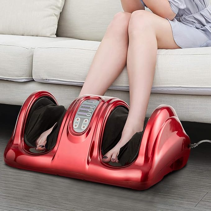 KOTEK Foot Massager Machine Shiatsu Foot &amp Calf Massager w/ 3 Massage Modes Remote Control Electric Deep Kneading Rolling Scraping Massage for Leg/Arm/Ankle Increase Blood Circulation (Burgund
