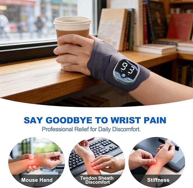 Wireless Hand Massager with 3 Heat Settings 3-in-1 Compression Therapy for Fingers Palm and Wrist