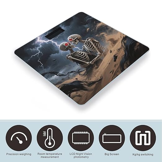 The Lovers Skull Bathroom Scale for Body Weight LCD Display Digital Bathroom Scale Tempered Glass Bathroom Weight Scales Fashion Smart Scales for Home Bedroom 400 Lb
