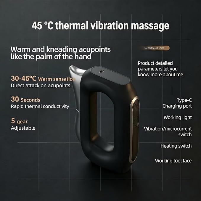 Electric Heated Fascia Knife -Micro-Current StimulationIntelligent Temperature Control Working Out Sitting in The Office. deep Muscle Relaxation Portable Home Muscle Scraper Tool