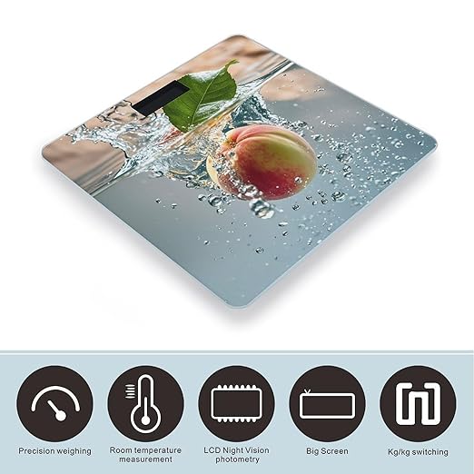 Peach Falling Into Water Scale for Body Weight Digital Bathroom Scale Accurate Smart Weight Scales with Large Display Weighing Machine High Precision Scales
