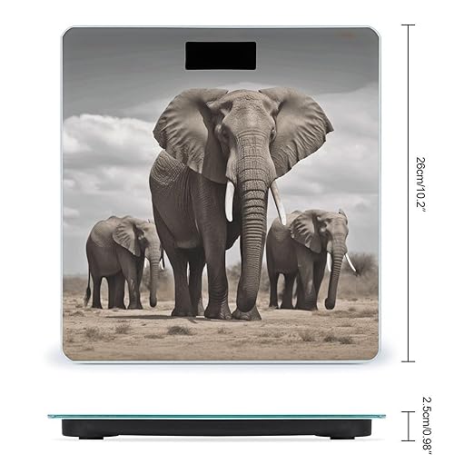 Digital Bathroom Scale for Body Weight Scale with Bright LCD Display High Accuracy Step-On Technology Auto On/Off African Elephant Digital Scales 400 Lbs /180kg