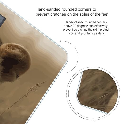 The Waiting Lion Cub Scale for Body Weight Anti-Slip Digital Bathroom Scale Sturdy Toughened Glass Weighing Scales High Precision Safe Rounded Corners Smart Scales