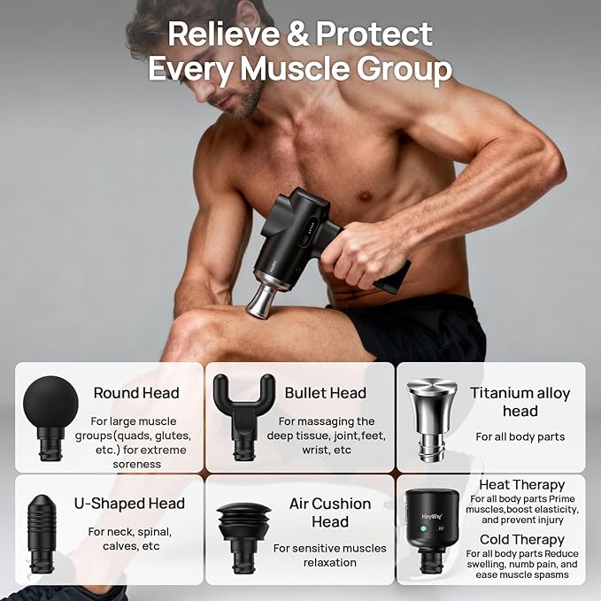 Professional Muscle Massage Gun Deep Tissue with Metal Head Therapy Portable Handheld Muscle Massager Percussion Back Body Masajeador 12mm Amptitude FSA Eligible &amp HSA Approved