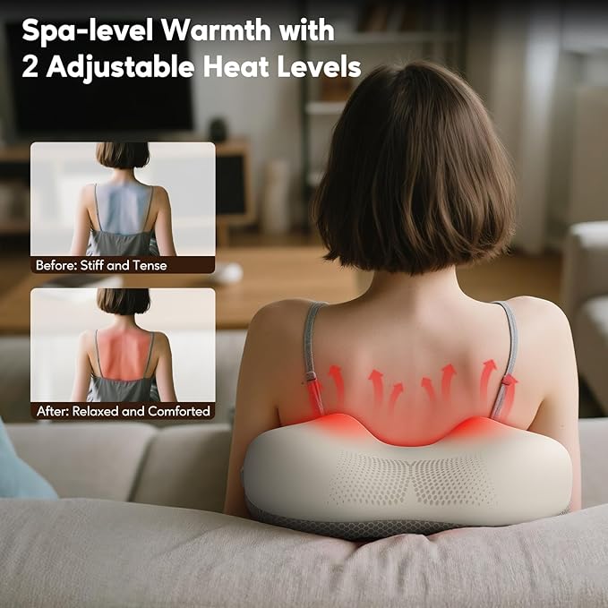 arboleaf Back Massager for Pain Relief Deep Tissue Bluetooth App Control Shiatsu Neck Shoulder Massager with Heat Cordless Portable for Chair Car Office Home