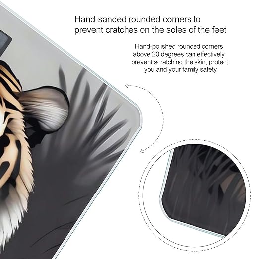 Tiger at Rest Bathroom Scale for Body Weight Bathroom Digital Electronic Weighing Scale with Back Lit LED Display Sturdy Tempered Glass Weight Watchers Scales 400lb