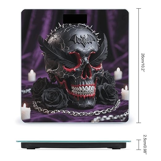 Sugar Skulls Print Scale for Body Weight Sturdy Tempered Glass Weighing Scales with LCD Display Accurate Digital Bathroom Scale Convenient Body Fat Smart Scales Easy Read
