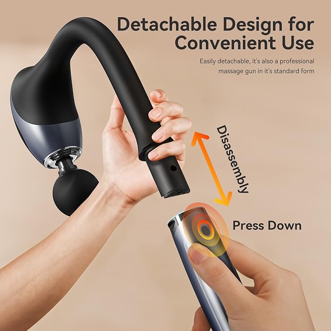 Massage Gun Pain Relief Deep Tissue Back and Neck Massager Removable handle Handheld Muscle Massage Gun for Back Shoulder ArmThigh Infinitely Adjustable Speed &amp 4 Silicone Replaceable Heads