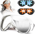 Eye Massager with Heat and Cooling for Migraines – 14 Massage Nodes for Eye Strain Relief Rechargeable Bluetooth Music Improve SleepEye Strain Relief Birthday Gifts for Women and Men(sliver)