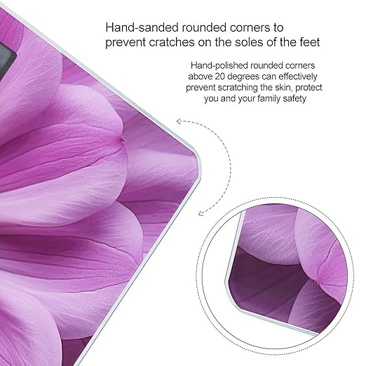 Purple Flower Center Smart Scale for Body Weight Accurate Bathroom Scale with LED Display Digital Weight Scales Weighing Machine High Precision Scales for Bath Home