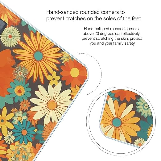 Flower Pattern Digital Bathroom Scale for Body Weight Weighing Scale with Backlit LCD Display High Precision Measurements &amp Measures Weight Up to 180kg