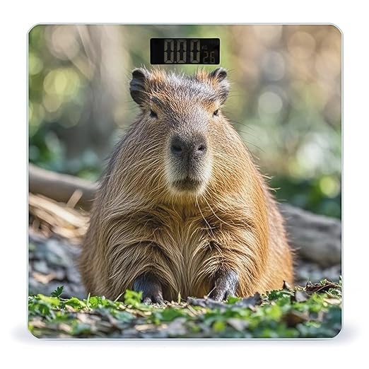 Digital Bathroom Scale for Body Weight Scale with Bright LCD Display High Accuracy Step-On Technology Auto On/Off Capybara with Eyes Closed Digital Scales 400 Lbs /180kg