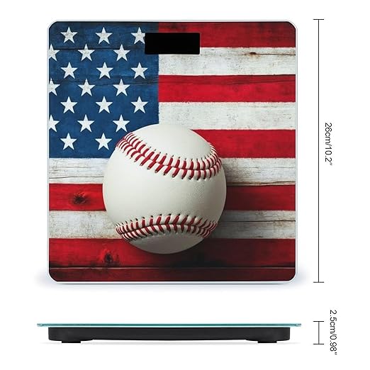 Digital Bathroom Weighing Scale Energy Saving Scale Smart Scale for Body Weight Baseball Rustic Wooden American Flag