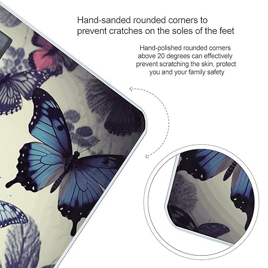 Beautiful Butterfly Scale for Body Weight Safe Rounded Corners Tempered Glass Digital Bathroom Scale LED Display 400lb Capacity Weight Scales with High Precision Sensors