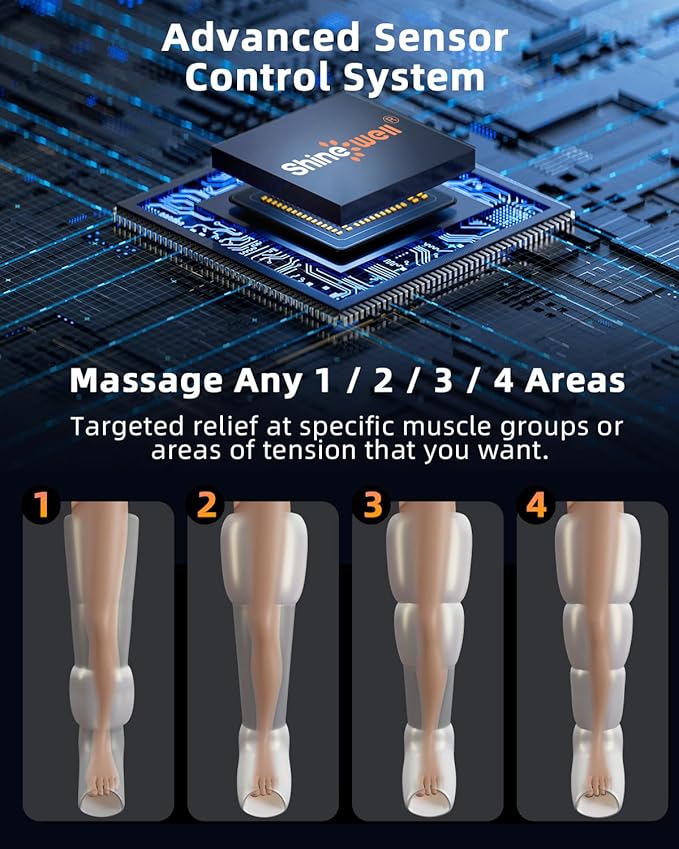 SHINE WELL Leg Recovery Compression System Professional Foot and Leg Air Compression Boots Sequential Device for Massage Therapy Fast Recovery &amp Improved Circulation for Athletes &amp Gym (Sma