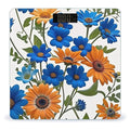 Blue and Orange Flowers on White Background Scale for Body Weight Highly Accurate Digital Bathroom Body Scale Digital Bathroom Scales for People Anti-Slip Large LCD Display Smart Scales