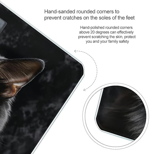 A Black Cat on A Black Background Weight Scale Large Bathroom Scales Digital Weight with Bright LED Display Non Slip Automatic Weighing Scale Fashion Weighing Machine for Body