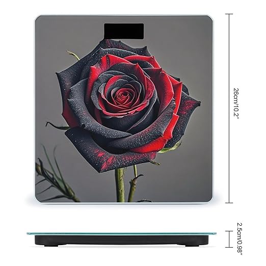 Red and Black Rose Scale for Body Weight Accurate Digital Bathroom Scale Toughened Glass High Precision Scales Smart Weight Scales with Large LCD Backlight Display Weighing Machine