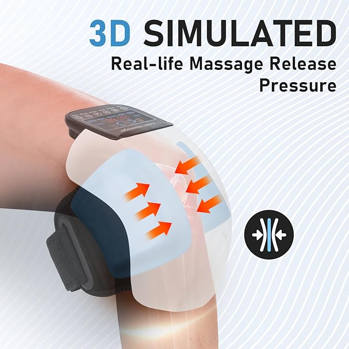 Knee Massager 4 in 1 with Heat Vibration Red Light and 3D Massage Cordless Portable Rechargeable Gifts for Family and Friends