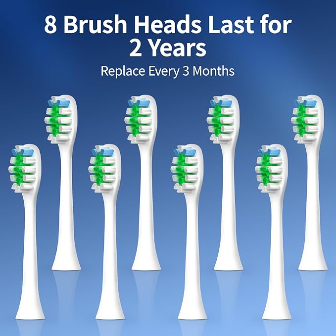 Sonic Vibrating Toothbrush with Pressure Sensor Rechargeable Tooth Brush with 8 Brush Heads 3 Modes 33000VPM 2-Min Timer One Charge Lasts for 30 Days 3D Rounded Soft Bristles IPX7 Waterproof