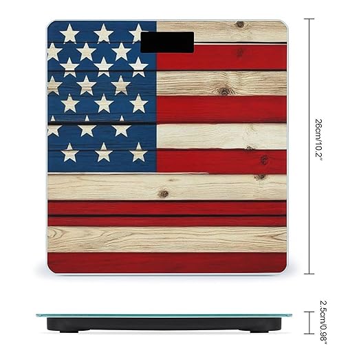 Men's Smart Scale for Body Weight Digital Bathroom Weighing Scale Automatic Switch Energy Saving Scale Vintage Wooden American Flag