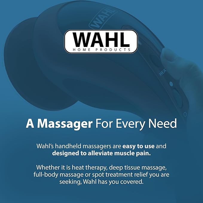 Wahl Clipper Deluxe Heated Therapy Corded Handheld Rotary Massage Kit 8 Unique Attachments for Back Neck Leg Hand Massage FSA Eligible Model 4344