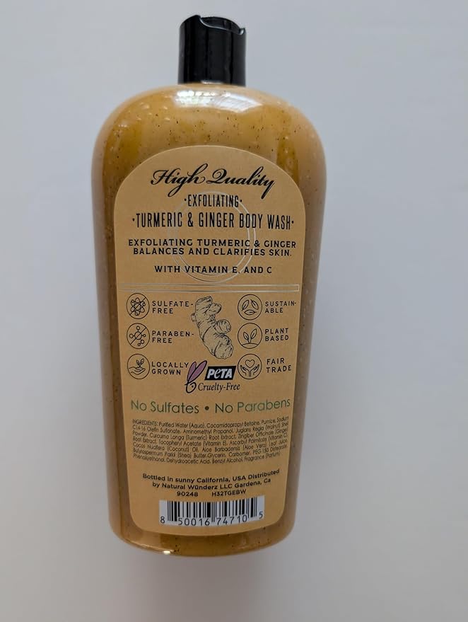 All Natural Apothecary Exfoliating Body Wash (Tumeric &amp Ginger with Vitamin E &amp C)