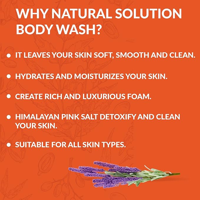 Natural Solution Body Wash Made With Himalayan Pink Salt &amp Organic Lavender Oil Purifying and Transforms The Even Driest Skin in Just One Shower 17 fl oz (6 Count)