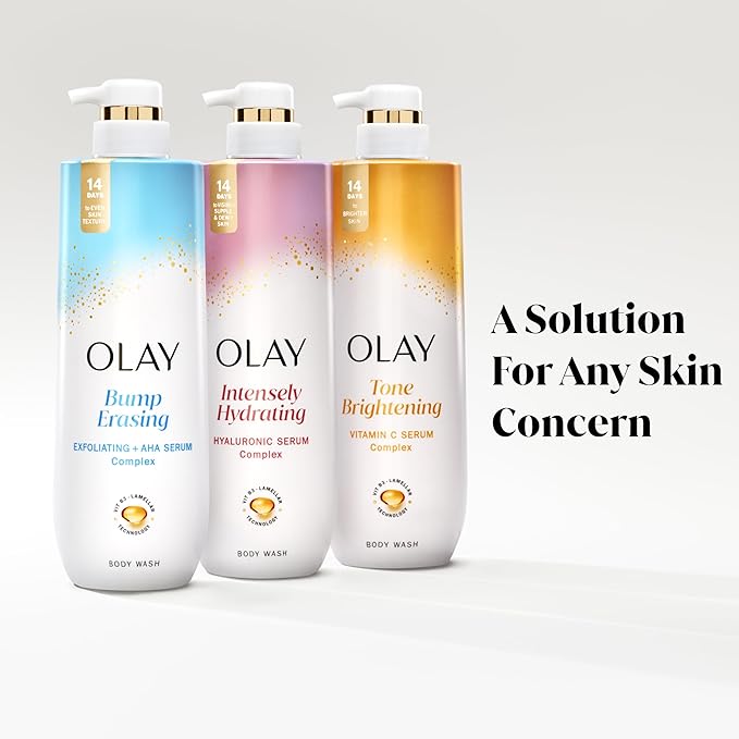 Olay Body Wash for Women Intensely Hydrating Hyaluronic Acid Serum Complex Renews Moisture Free of Parabens &amp Phthalates Vitamin B3 Lameller Technology For All Skin Types 20 fl oz (Pack of