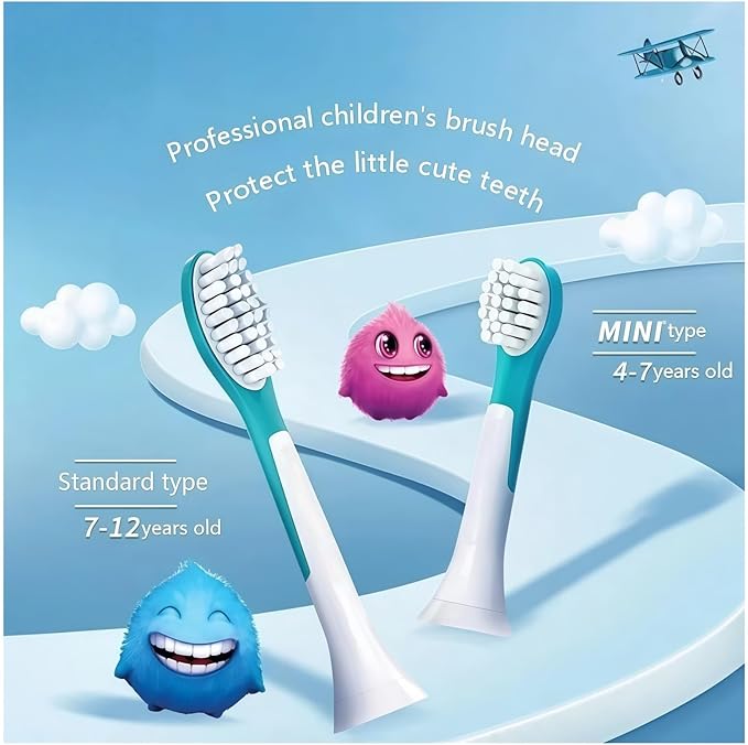 Kids Tooth Brush Replacement Brush Head Compatible with Philips HX6032 for 4yr Kids Model Sonicare Electric Toothbrush Head