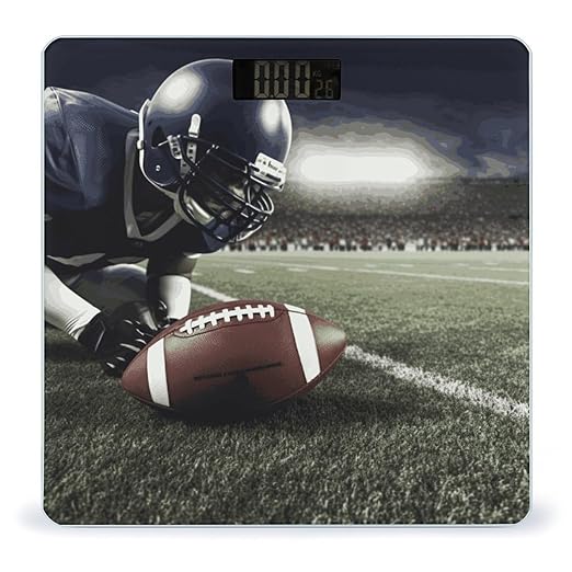 Digital Bathroom Scale for Body Weight Scale with Bright LCD Display High Accuracy Step-On Technology Auto On/Off American Football Digital Scales 400 Lbs /180kg
