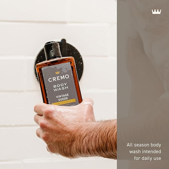 Cremo Rich-Lathering Vintage Suede Body Wash for MenA Vintage Suede with Notes of White Moss and Rich Amber32 Fl Oz(Pack of 2)