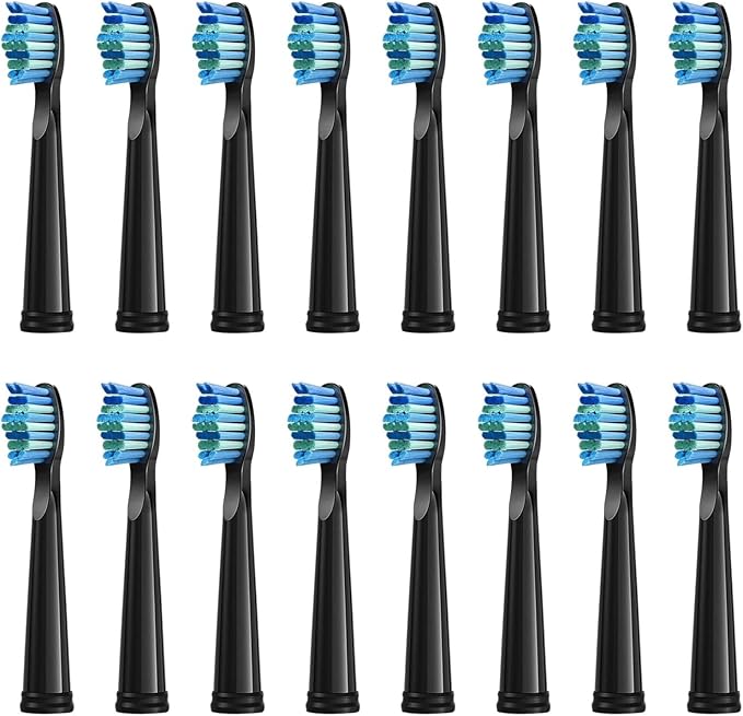 Electric Toothbrush Replacement Heads Compatible WithCompatible for SEAGO SG910/507/958/515/949/575/5514/8/16pcs(16pcs Black)